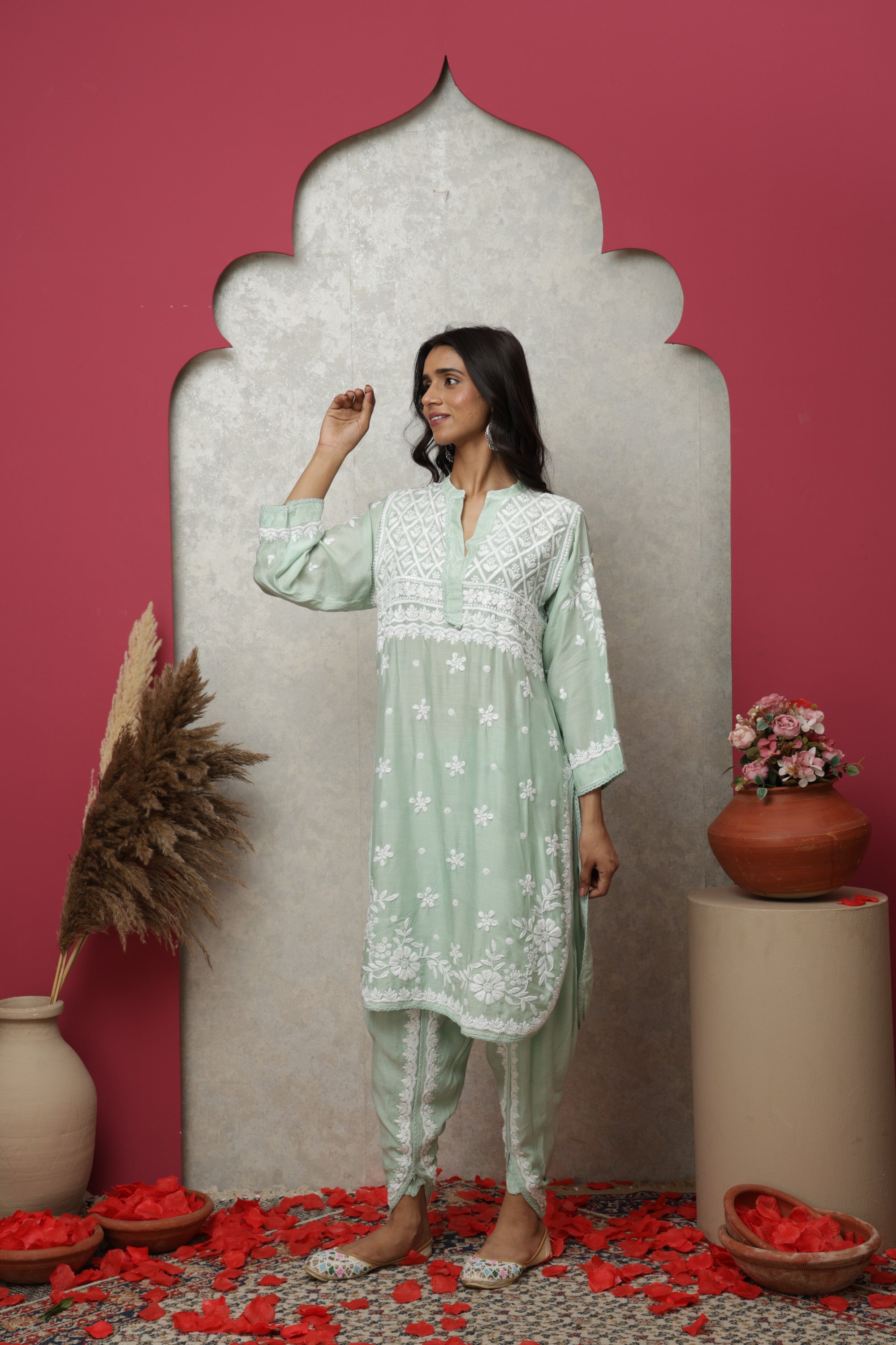 Phoolkari Mint 3D Chikankari Co-Ord Set
