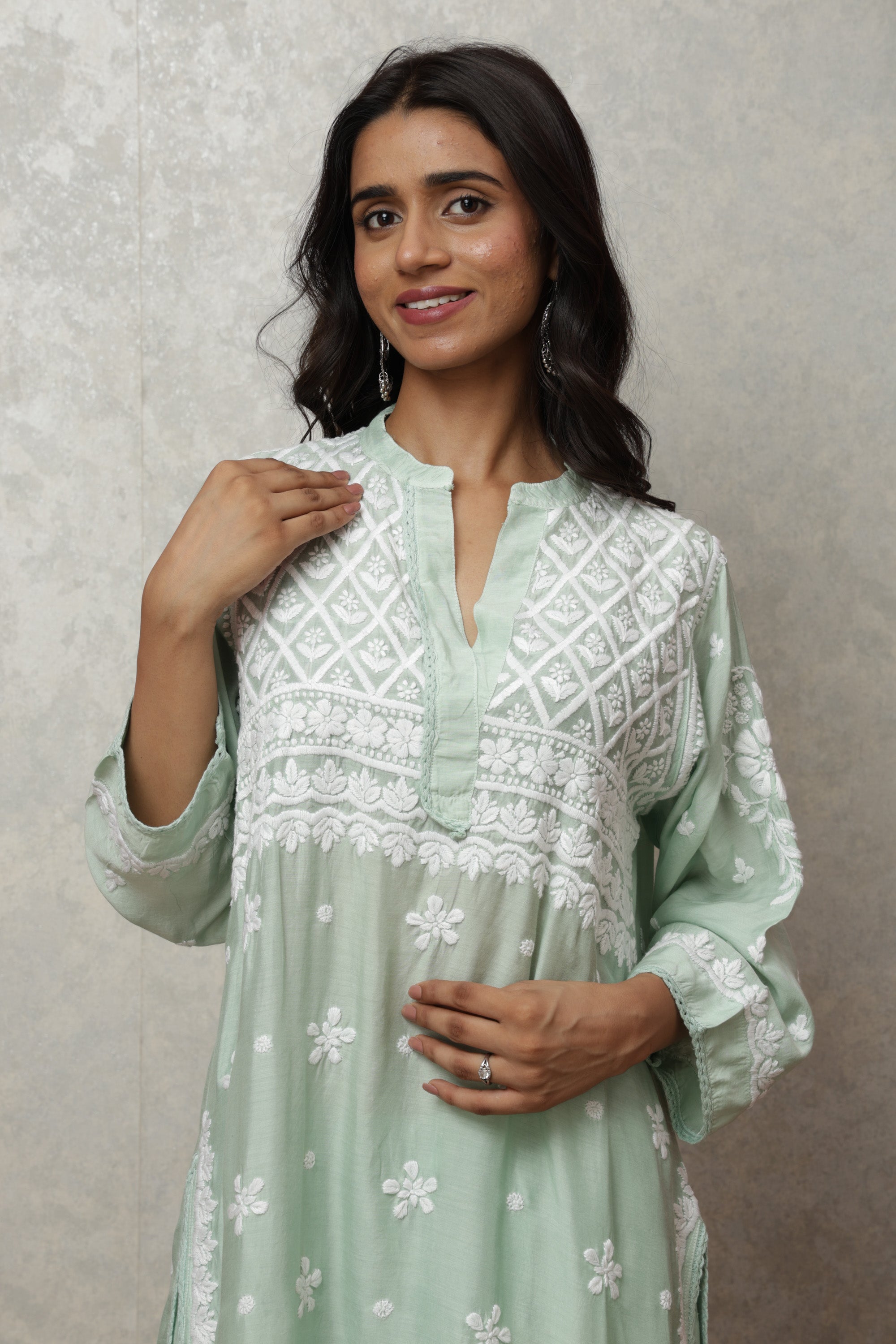 Phoolkari Mint 3D Chikankari Co-Ord Set