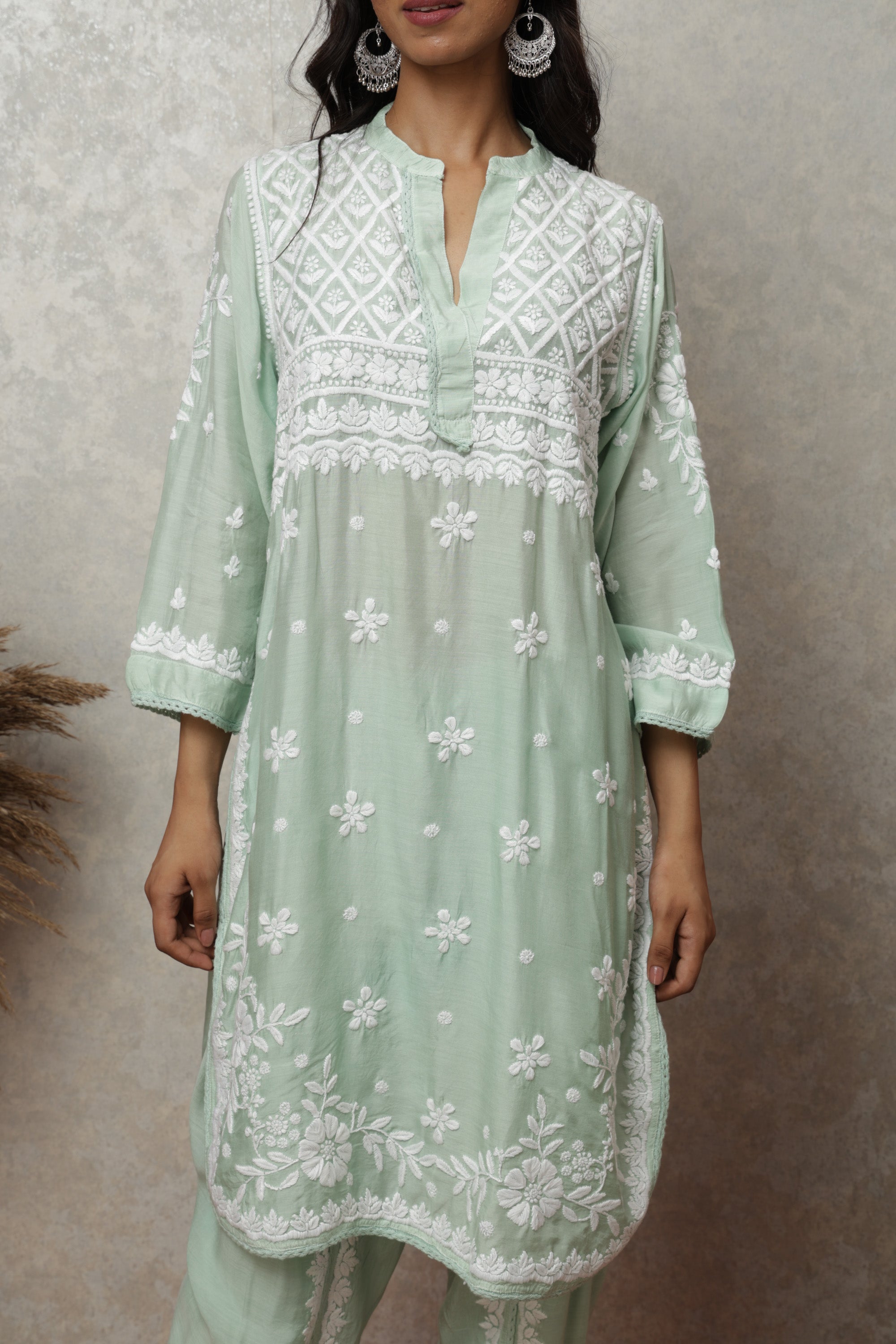 Phoolkari Mint 3D Chikankari Co-Ord Set